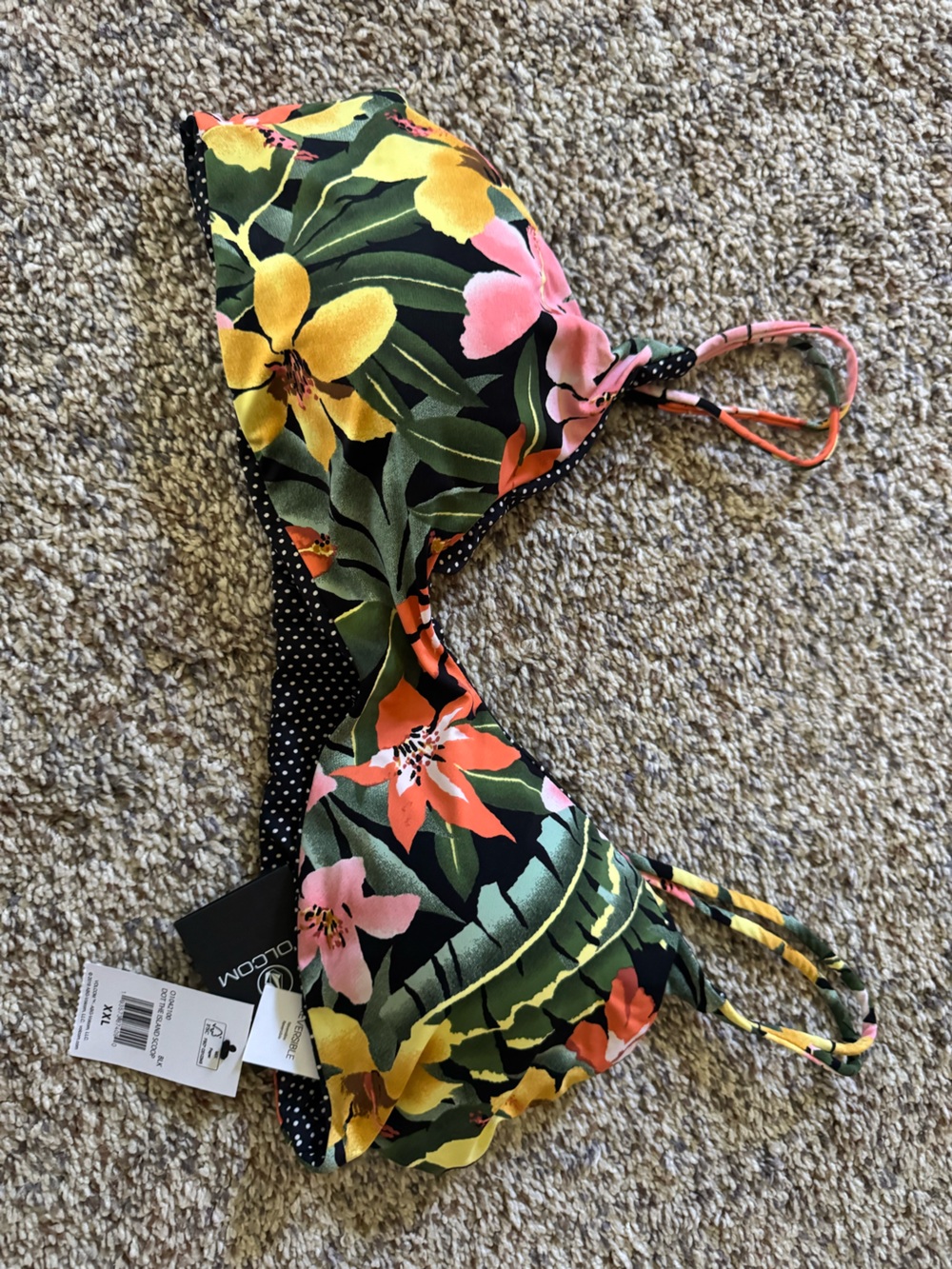Volcom Tropical Floral & polka dot reversible bikini Top